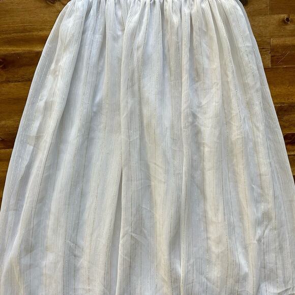 Sweet Boutons White Gold Sleeveless Summer Cotton Maxi Dress Handmade Teen 10 - Picture 3 of 6